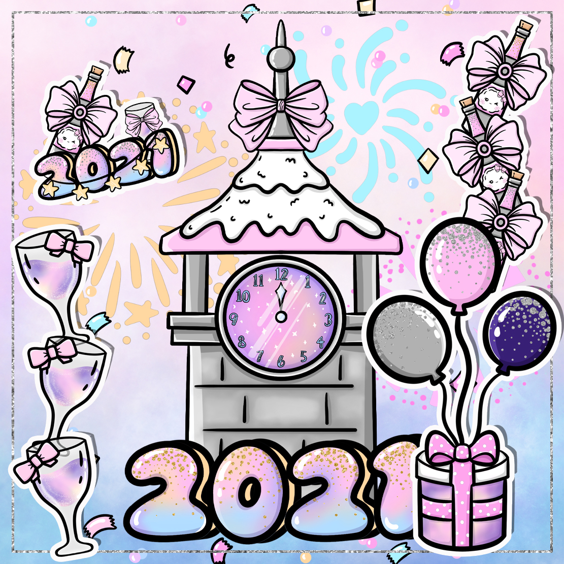 Brying Q] original stay card cross year 2021ins European and American wind loose-leaf handbooks cute decoration DieCut