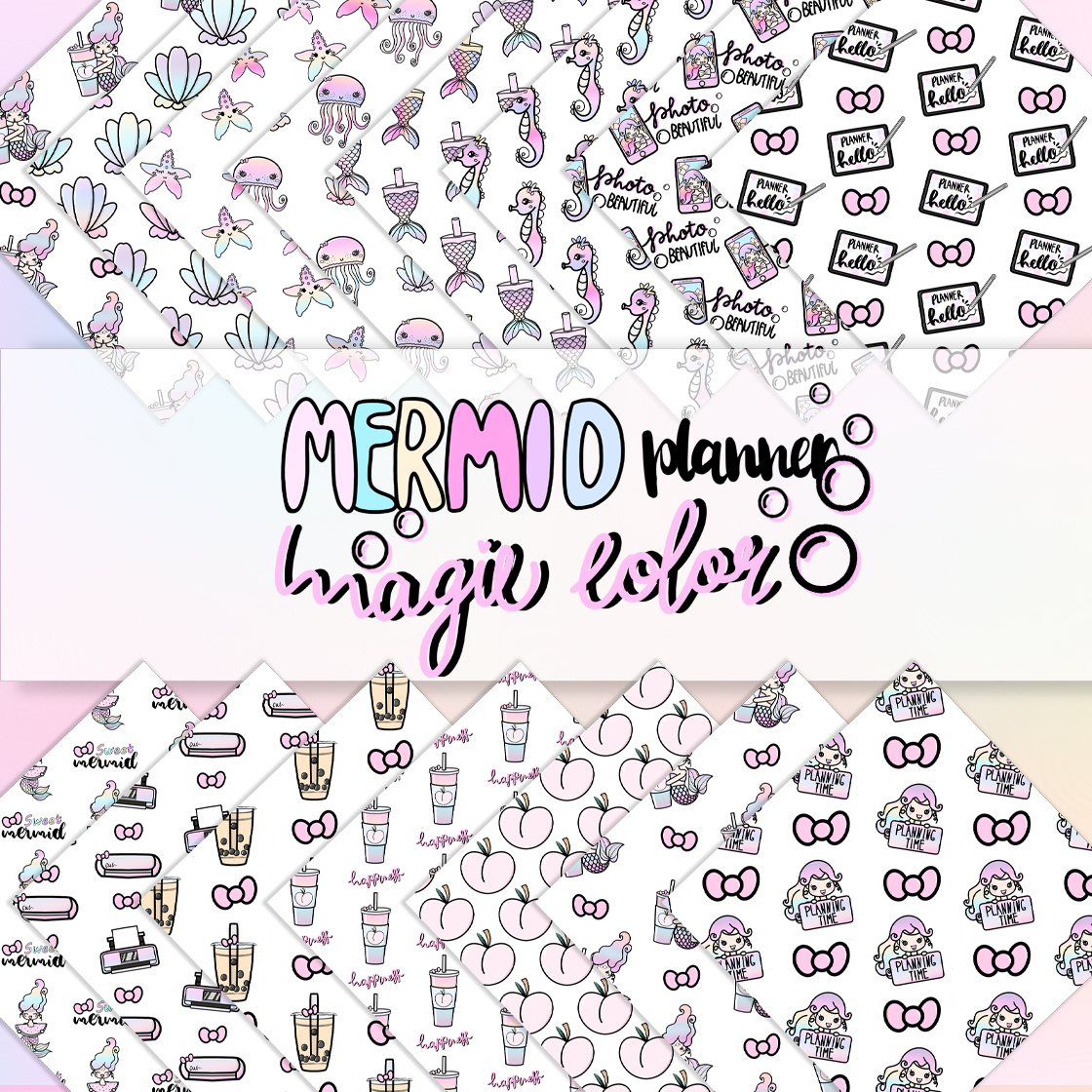 Brying Q] Original background paper Mermaid ins and American Wind hand ledger lovely material negatives paper