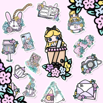 Brying Q] Original stay card Alice series ins and American wind loose-leaf handbooks cute decoration DieCut