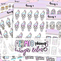 Bring Q] Original little sticker mermaid series ins European and American style hand account cute character Daily material