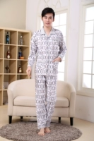Đồ ngủ nam XL dài tay 100% cotton mùa xuân và đồ ngủ cotton mùa thu nam phục vụ nhà phù hợp với quần áo nam bộ mặc nhà thu đông cho nam