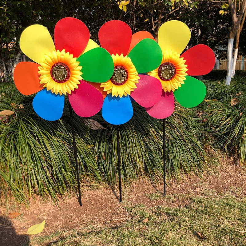36cm colorful petals sunflower windmill outdoor windmill festival plug-in windmill real estate advertising decorative sun flower