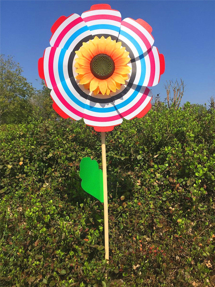 Wooden Pole 46cm Sunflower Large Windmill Outdoor Scenic Area Decorative Inserts Windmills Octacolorful Candy Color Garden Advertisement