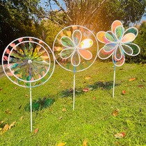 Color film color-changing windmill double-layer disc petals hand-held festival gift outdoor scenic spot advertising real estate B&B