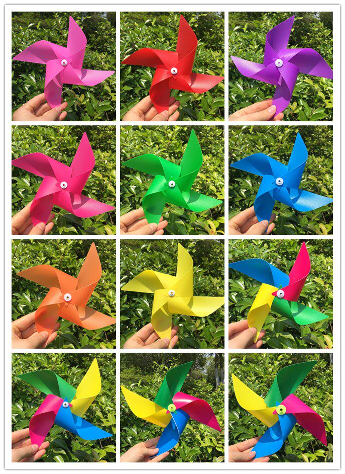Four Leaves 21cm Pure Color Windmill Strings Diy Handmade Strings Festive arrangement Decorative Pull Strings Outdoor Hanging Windmill Promenade
