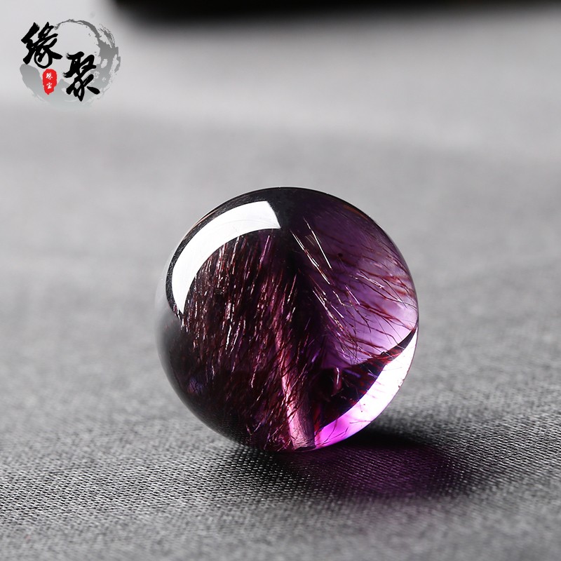 Natural purple crystal scatter beads super seven gold sand and red orange strawberries venom single-jewelry with round bracelet inlaid DIY