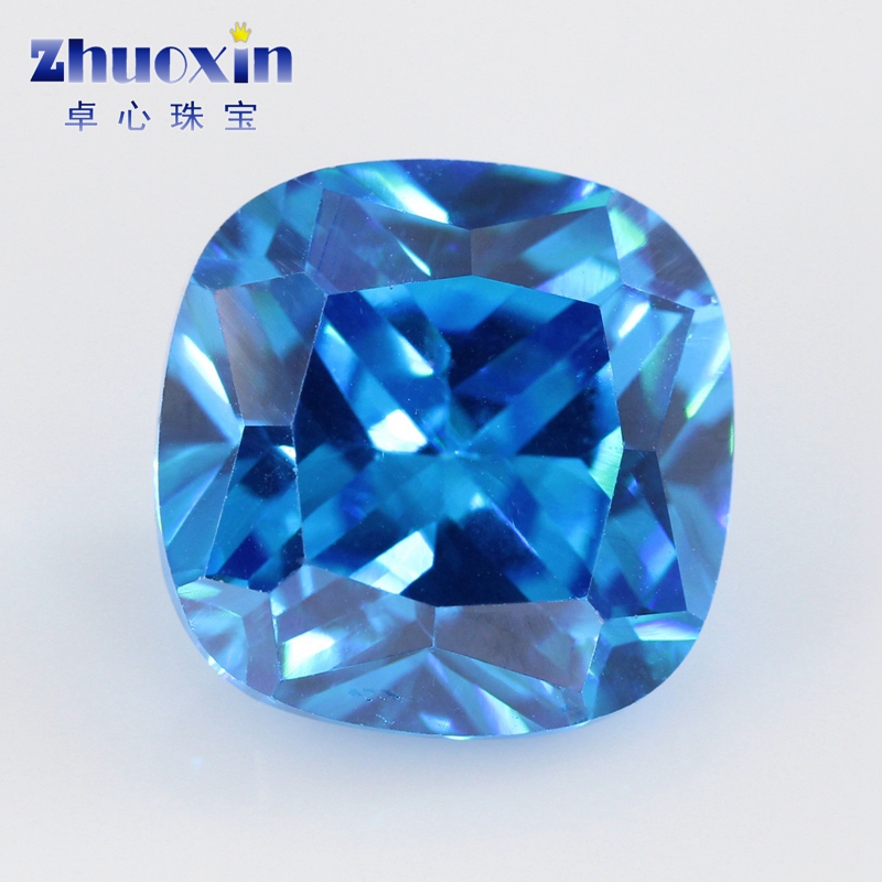 Sea blue sky zircon sapphire original naked stone fertilizer square pillow - shaped artificial CZ - shaped diamond matching stone