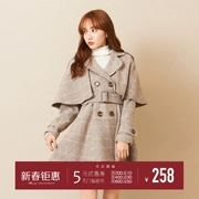 Spot Xi + 18 mùa đông LB-S kẻ sọc thắt lưng Nhật Bản áo hai dây mặc áo choàng 082631208