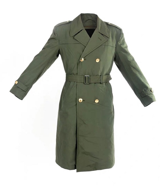 In Stock: 1987 Men's School-Style Trench Coat, Old-Fashioned Green Coat, Detachable Fleece Lining, Green Trench Coat