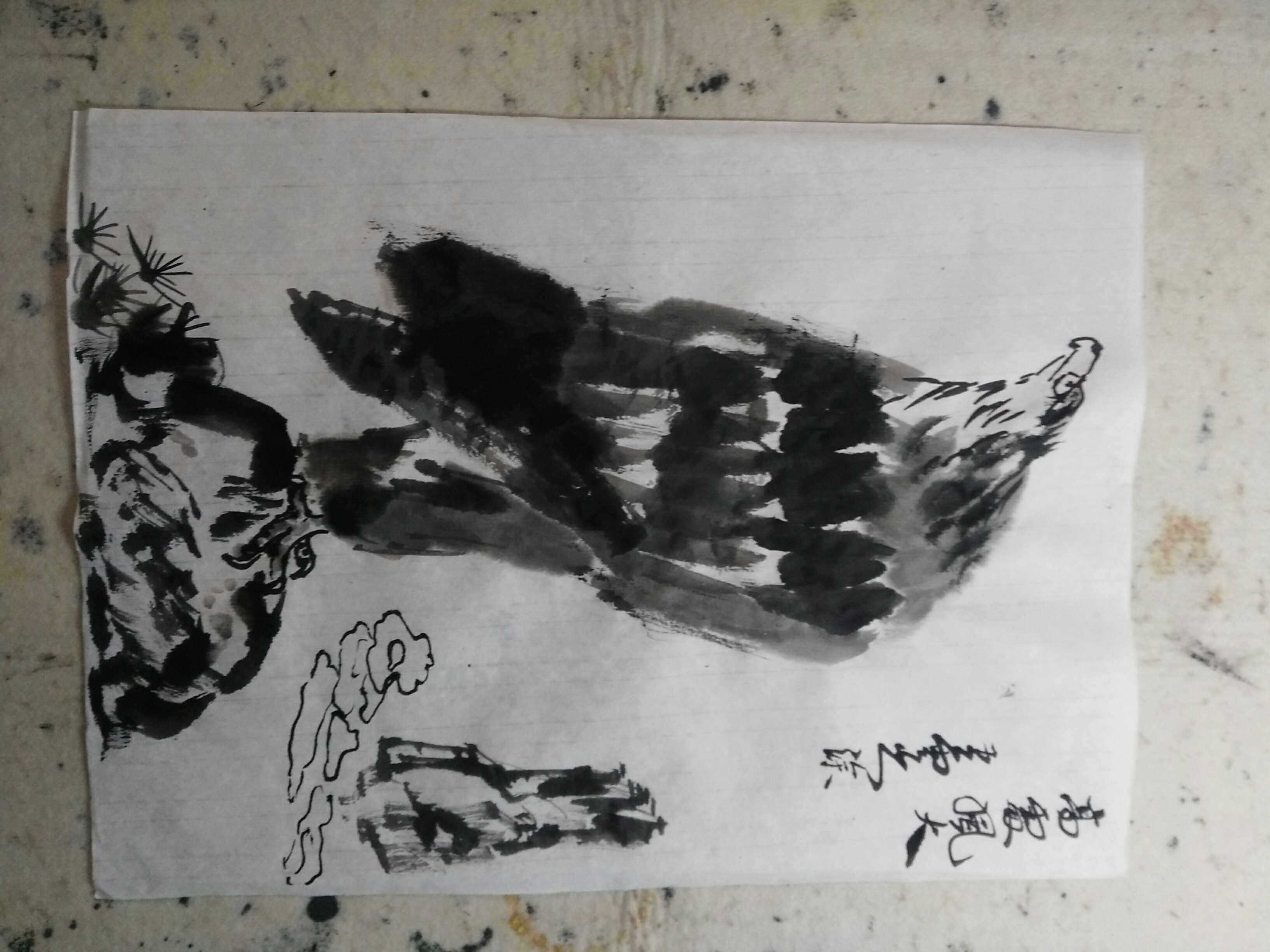 Hand painted State Painting Eagle Five yunyunshan People pro-Write a calligraphy Calligraphy True Graffiti Xuan Paper