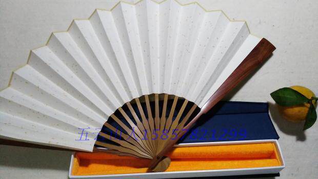 High-grade chicken wing wood bamboo core folding fan 10-inch Wuyun Mountain people hand-written calligraphy authentic inscription Rice paper fan