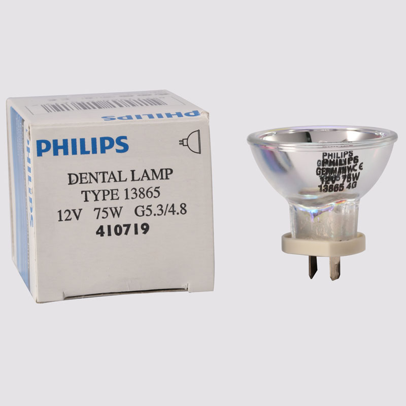 PHILIPS Dental Lamp 13865 12V75W G5.3/4.8 Flat Feet Bulb Dental Curing