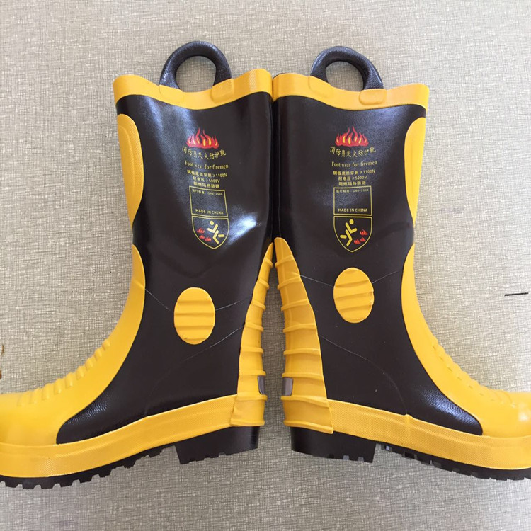 Fire boots rubber long tube labor rescue anti-smashing anti-piercing boots flame retardant bag head fire shoes anti-acid base
