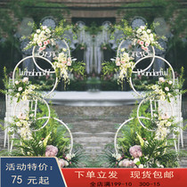 2021 New Wedding Celebration Iron Art Ring Road Leading Road Furniture Wedding T Stage Stage Pendulum frame Background Decorative Arches