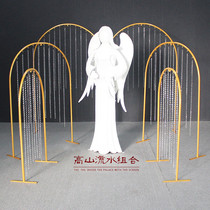 New Wedding Celebration High Mountain Flowing Water Golden Iron Art Props Road Leading Rainbow Wedding Background Shop Window Ttai Decorative Pendulum