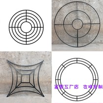 Wedding wrought iron ceiling ring crystal bead curtain flower door frame wedding hall black frame curved oval with hole positioning beads