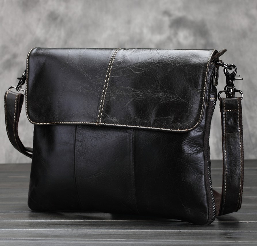 2022 new Japan-ROK minimalist men's genuine leather single shoulder bag Leisure diagonal satchel vintage Bull Leather Diagonal Satchel Bag