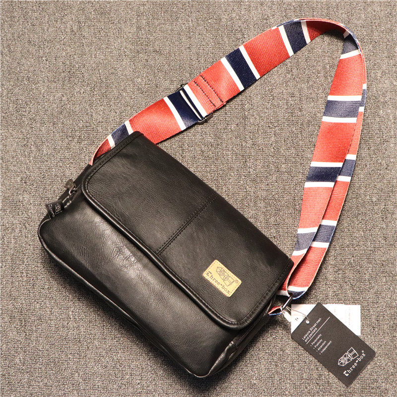 three-box men's bag new striped color band men's single shoulder inclined cross-scapegoat retro Japan-South Korea minimalist sports bag