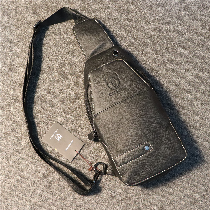 Captain Captain Trend Men Leather Brush Bag Fashion Business Simple Man's head - leather single shoulder bag