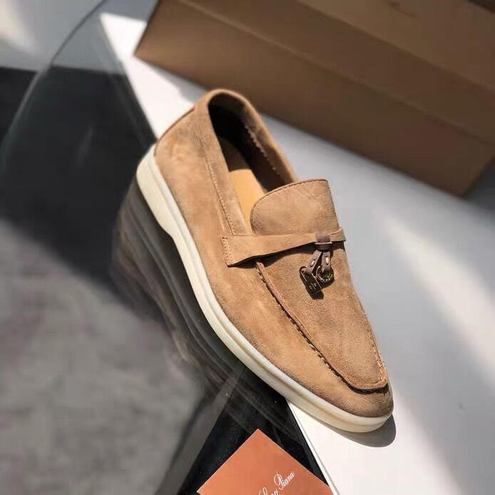 European and American Style Round-Toe Soft-Soled Genuine Leather Loafers, French-Style Sheepskin, High-End Feel, Slip-On, Lazy Style, Light Luxury for Women