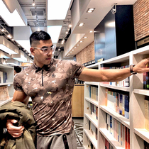 Jacky Liangpin Tritium mens camouflage half zipper fitness casual quick-drying slim short-sleeved polo 01903