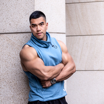 LIANG PIN Jacky Liang Pin Tritium Mens High Neck Drawn Belt Flanging Sports Sleeveless Vest 01909