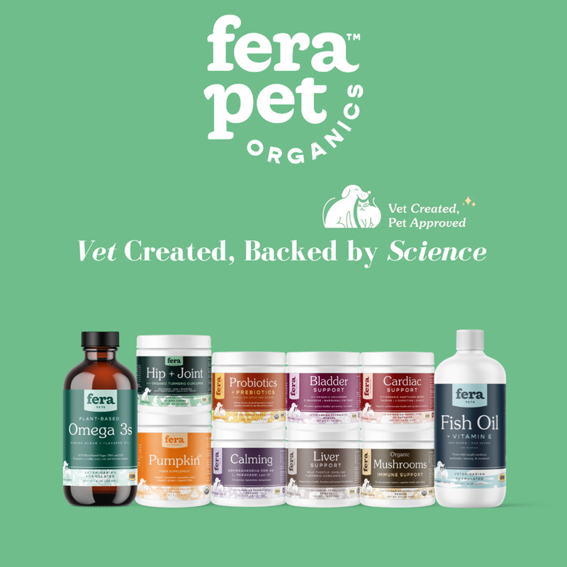 American Fera Pets Pet Cat and Dog Health Supplement Fera Mushroom Powder Joint Fish Oil Coenzyme Q10 Heart Protein