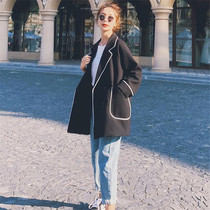 VOGCHAR 2021 new early autumn womens retro Hong Kong style black small suit jacket female Korean version loose