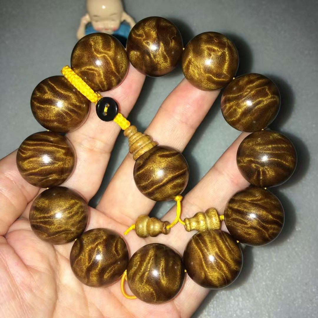 收藏级金丝楠木手串2.0佛珠真品闪电龙胆纹男女款佛珠手链送礼盒