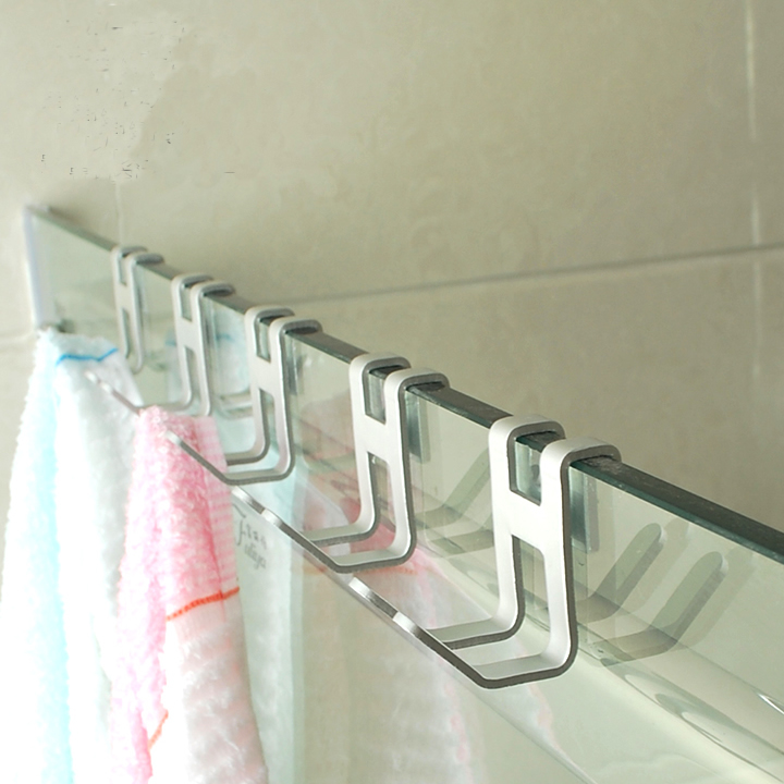 Space aluminum traceless hook radiator double-headed hook bathroom glass door nail-free door rear-free punch-free clothes hook
