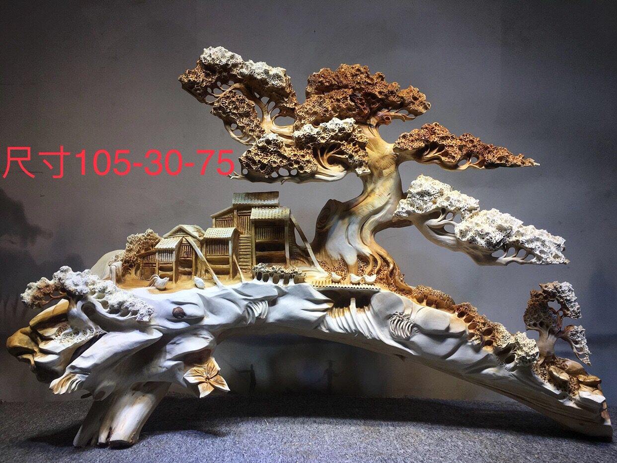 Root sculpted wood sculpted carmaker landscape people are too much of a cliff and stock color fragrant atmosphere to give a home swing decoration