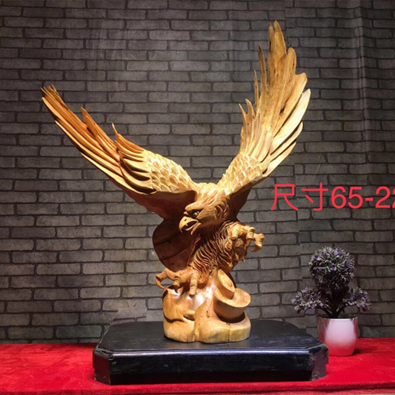 Root carving wood carving ornaments Cliff cypress pear wood Eagle grand exhibition Animal carving gift home opening craft gift decoration