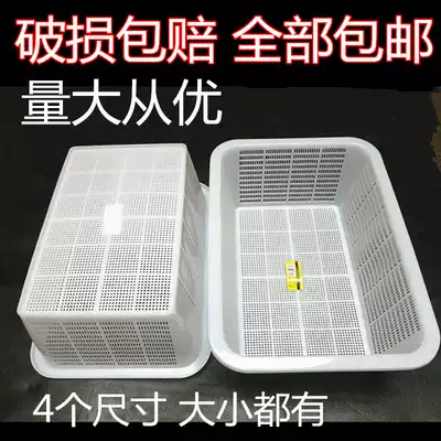 White sieve rectangular white dense hole plastic sieve washing basket fruit basket fruit basket fruit vegetable sieve plastic storage Blue