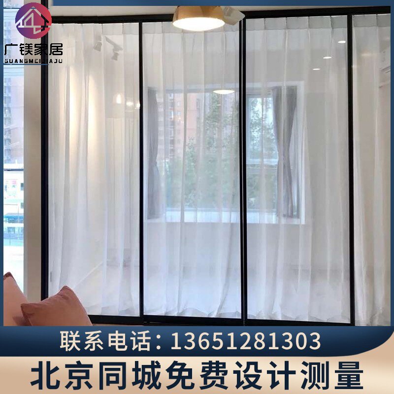 Beijing customized aluminum-magnesium alloy narrow side kitchen balcony living room three linkage sliding door partition flat opening folding sliding door