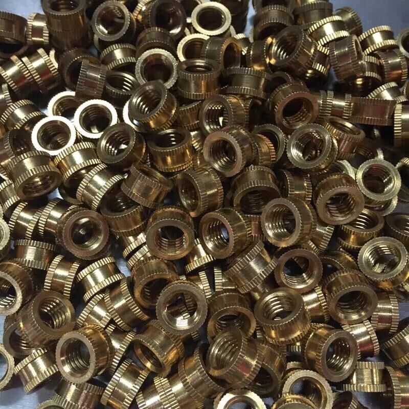 Environmental precision M10*1 0*8*14 Injection embedded knurled RoHS fine tooth copper nut Copper inlaid nut