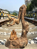 Root carving natural crafts ornaments Golden nodharma boutique wood carving opening gifts