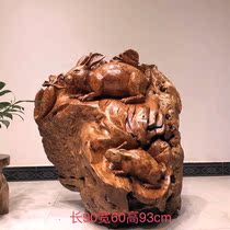 Cedar Wood Neoplasia Jade Rabbit Root Carved Wooden Pendulum Pieces Wood Carving Zodiac With Full Tumor Handicraft