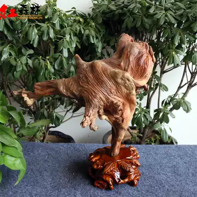 Taishan cliff aged material wool natural root carving double color material root fine natural ornaments oily foot monkey