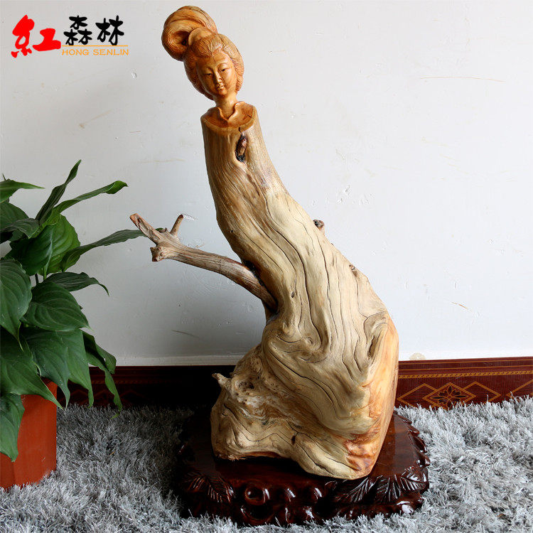 Root carving wood carving Taihang cliff Cypress beauty Aging material craft Business gifts Office desk ornaments character Buddha