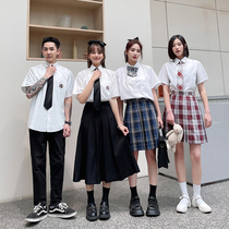 Graduation photo school uniform junior Senior high school student English academic style senior three summer suit JK uniform girl skirt