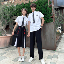 Graduation class uniform summer girl skirt suit ins academic style early Senior high school student white shirt jk uniform school uniform