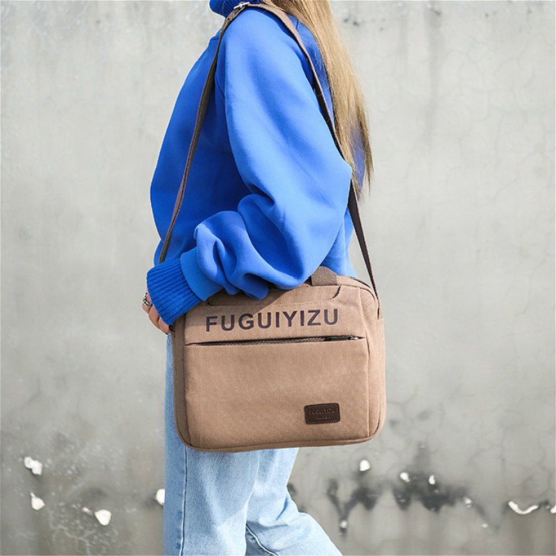 New canvas shoulder bag men and women Messenger bag outdoor leisure small backpack business document work laptop bag - Taobao