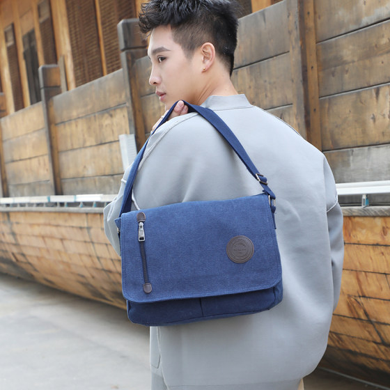 帆布男包单肩包大容量斜挎包男士商务公文包休闲帆布包生意收钱包
