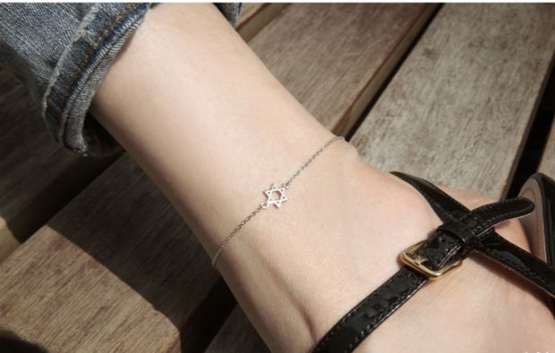 S925 sterling bạc sáu sao ngôi sao vòng chân nữ phiên bản Nhật Bản và Hàn Quốc thời trang tươi mát khí chất chân trang sức sinh viên Tanabata quà tặng - Vòng chân vòng chân nữ bạc