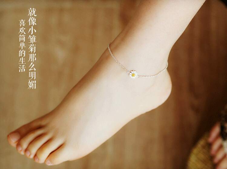 Chính hãng s925 sterling bạc chuyển nhỏ vòng chân vòng chân nữ trang sức ngày Hàn Quốc đơn giản tươi Tanabata quà tặng - Vòng chân lắc chân nữ nhật bản