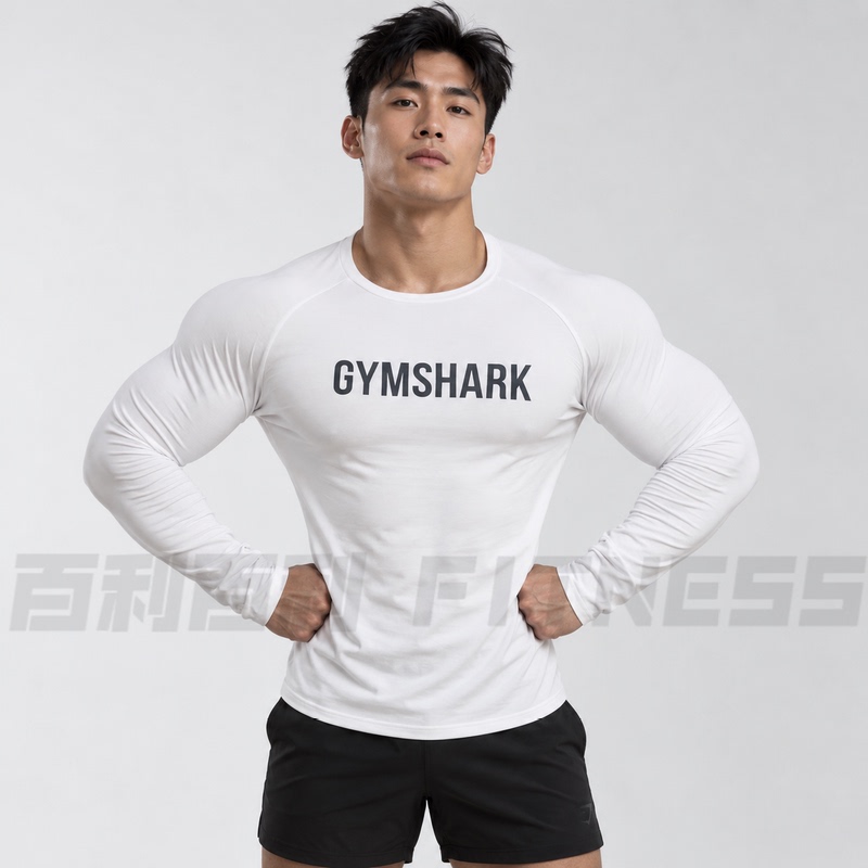 Classic Gymshark Apollo2.0 Men's Sports and Leisure Slim-Fit Stretch Cotton Round-Neck Fitness Long-Sleeved T-Shirt Classic Gymshark Apollo2.0 Men's Sports and Leisure Slim-Fit Stretch Cotton Round-Neck Fitness Long-Sleeved T-Shirt