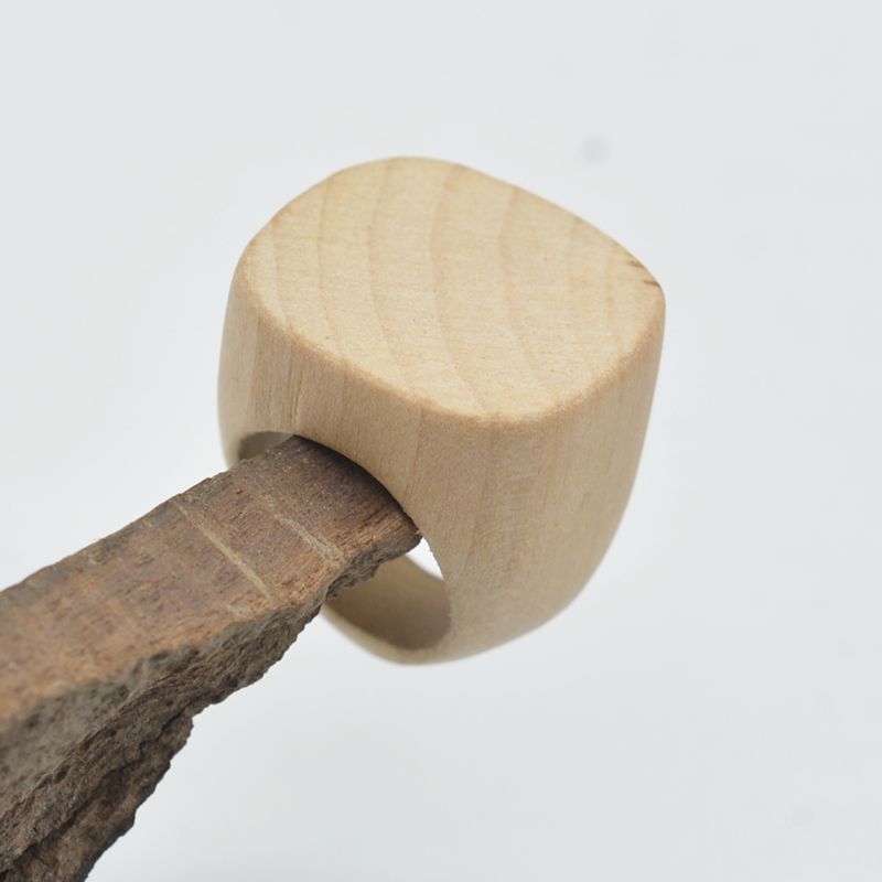 Nhẫn gỗ vuông nhẫn gỗ nữ lốp tóc phôi thời trang hướng dẫn sử dụng DIY nhẫn sơn mài sơn mài nghệ thuật sơn nhan kim cuong