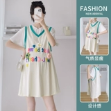 Летнее платье для матери и ребенка для беременных, юбка, комплект для отдыха, короткий рукав, оверсайз, подходит для подростков