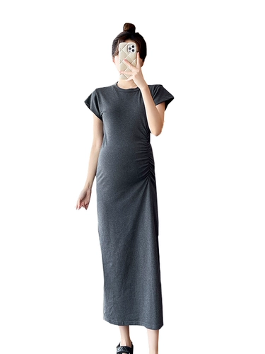 Платье для матери и ребенка для беременных, модная летняя одежда, эластичный приталенный корсет, футболка, длинная юбка