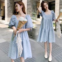 Angel mommy ~ maternity dress summer fashion hot mom collar loose size long pregnant woman dress tide